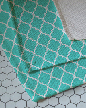 Teal Moroccan Woven Bath Rug