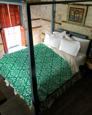 Green Vintage Damask Duvet Cover
