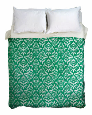 Green Vintage Damask Duvet Cover