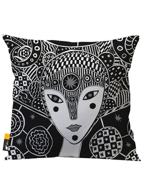 Black Artsy Patio Pillow 