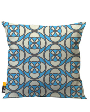 Blue and white retro patio pillow