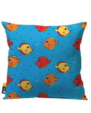 Bigshot Robot Fish Tank Blue Outdoor Throw Pillow