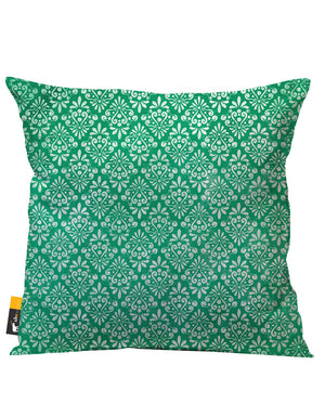 Green Vintage Damask Outdoor Throw Pillow