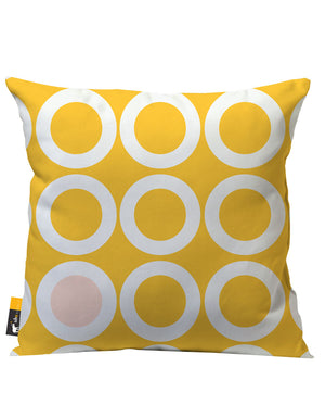 Yellow retro circle design patio pillow
