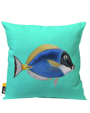 Teal Tropical Fish Patio Pillow 