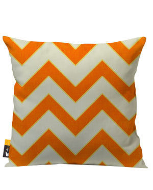 Orange and tan retro zig zag patio pillow