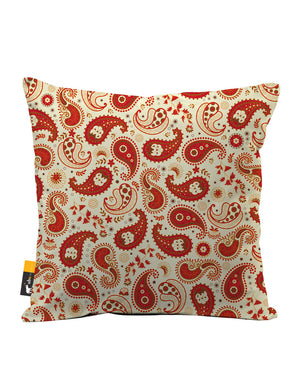 Chili Paisley Faux Suede Throw Pillow