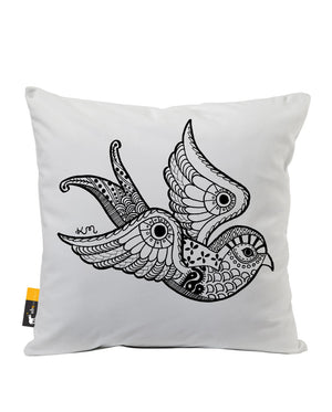 Inked Baby Swallow Faux Suede Throw Pillow
