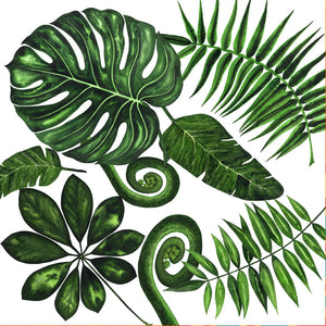 Boho Palm Leaves in White Tablecloth