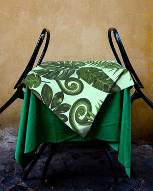 Boho Palm Leaves in Green Tablecloth