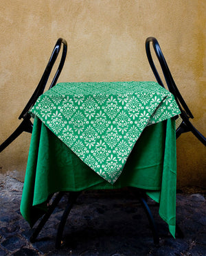 Green Vintage Damask Tablecloth