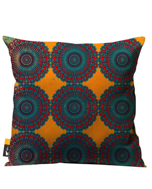 Orange boho outdoor throw pillow