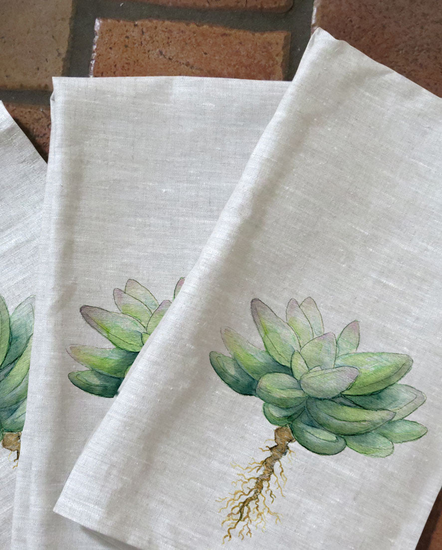 succulent tea towel Linen Tea Towels | Vintage Designs