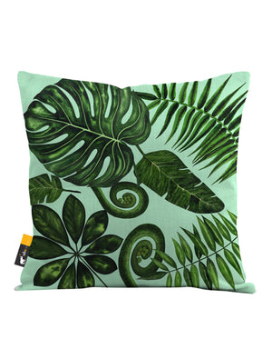 Boho Palm Leaves in green Throw Pillow