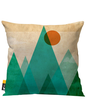 Tan Green Artsy Outdoor Throw Pillow 